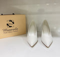 Plain White (Matte leather (Turkish material); Plain shiny medium heel)